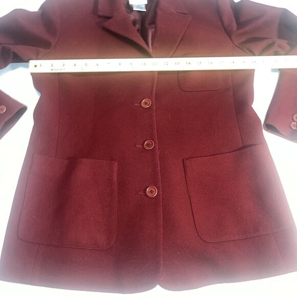 Women’s Faconnable 100% Wool Maroon Coat Sz M Medium W Flaws - Picture 12 of 16